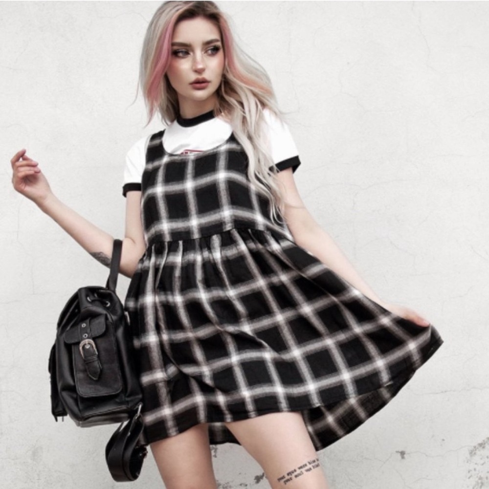 Disturbia Black and White Plaid Mini Dress